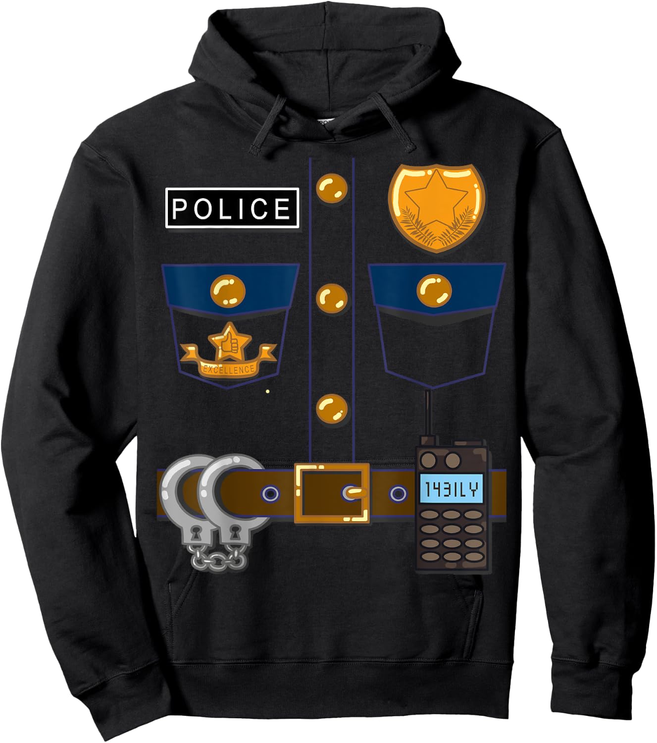 Policeman Costume Funny Halloween Police Officer T Shirt Hoodie - Hoodie | Black