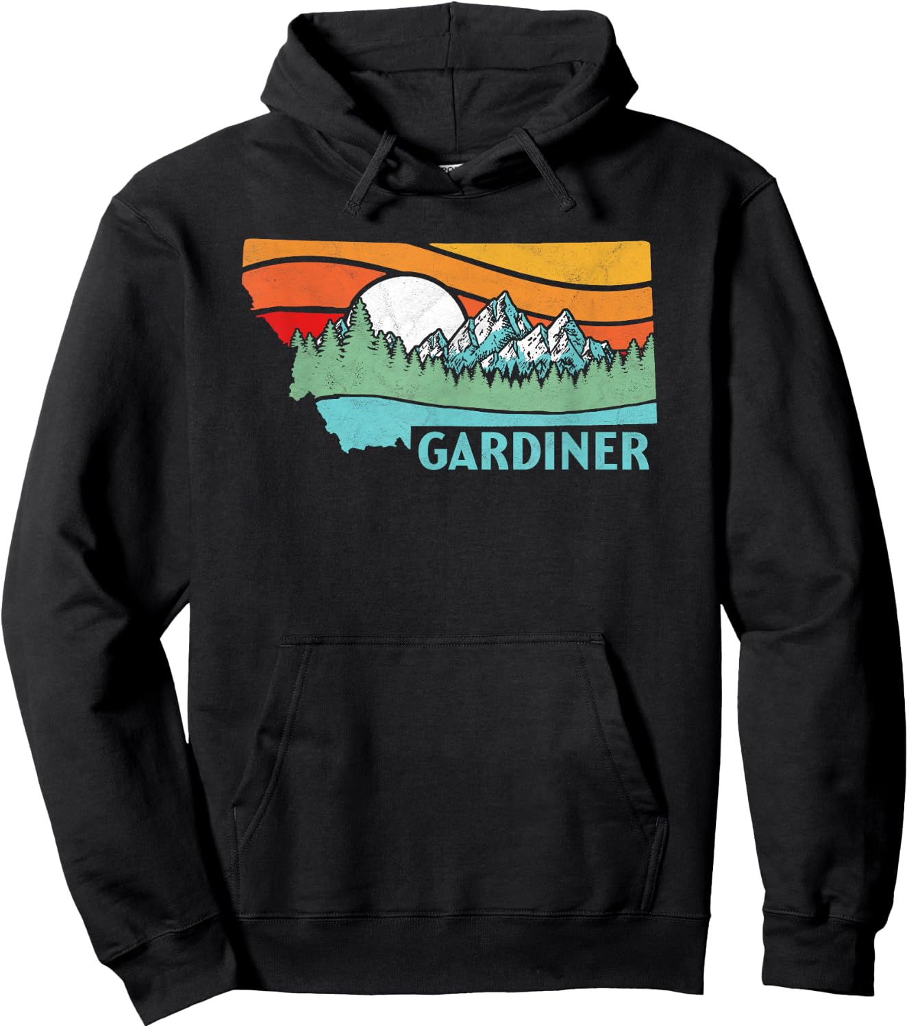 Gardiner Montana Outdoors Retro Mountains & Nature Hoodie - Hoodie | Black