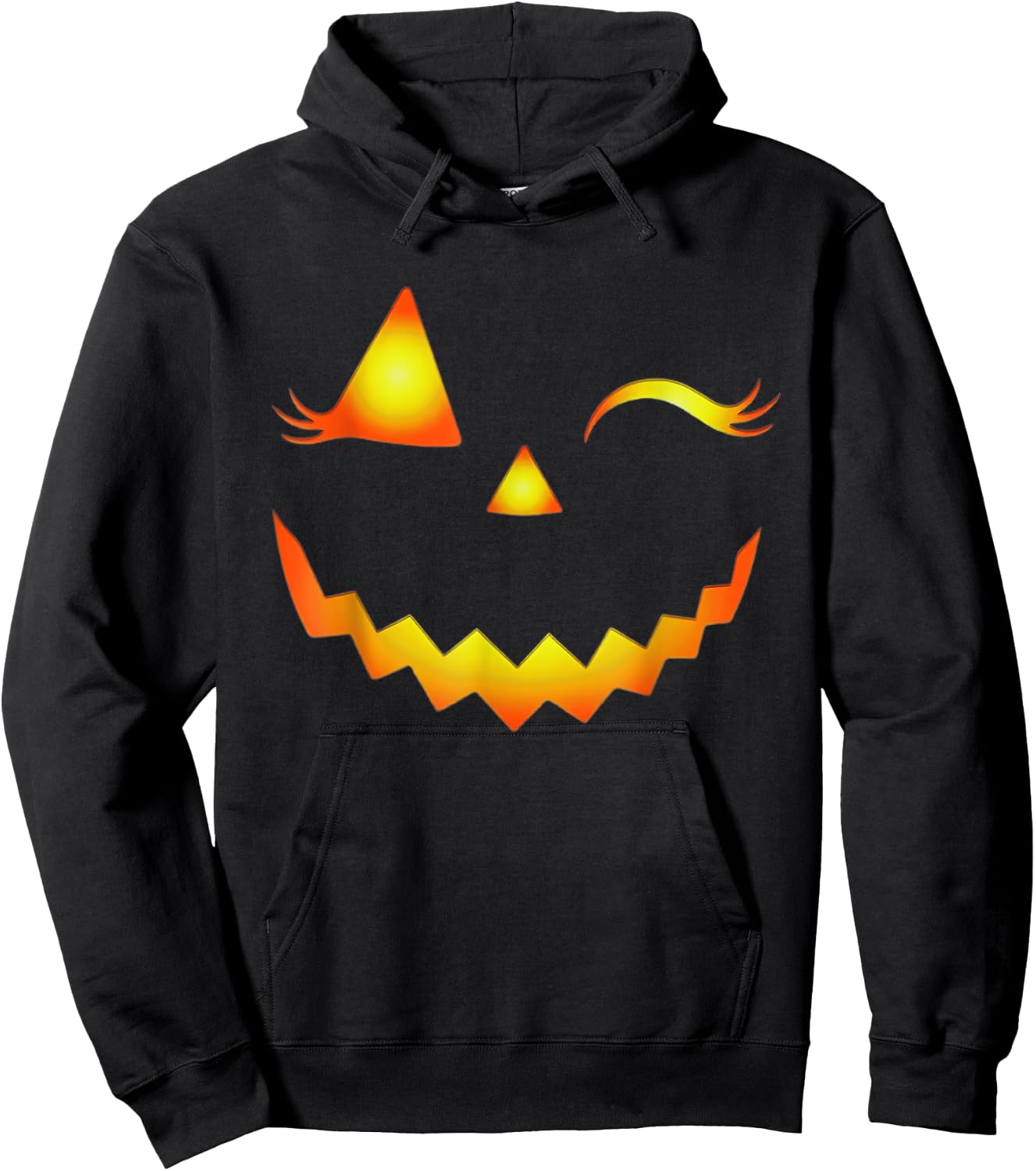 Jack O Lantern Face Pumpkin Eyelashes Hallowen Costume Hoodie - Hoodie | Black