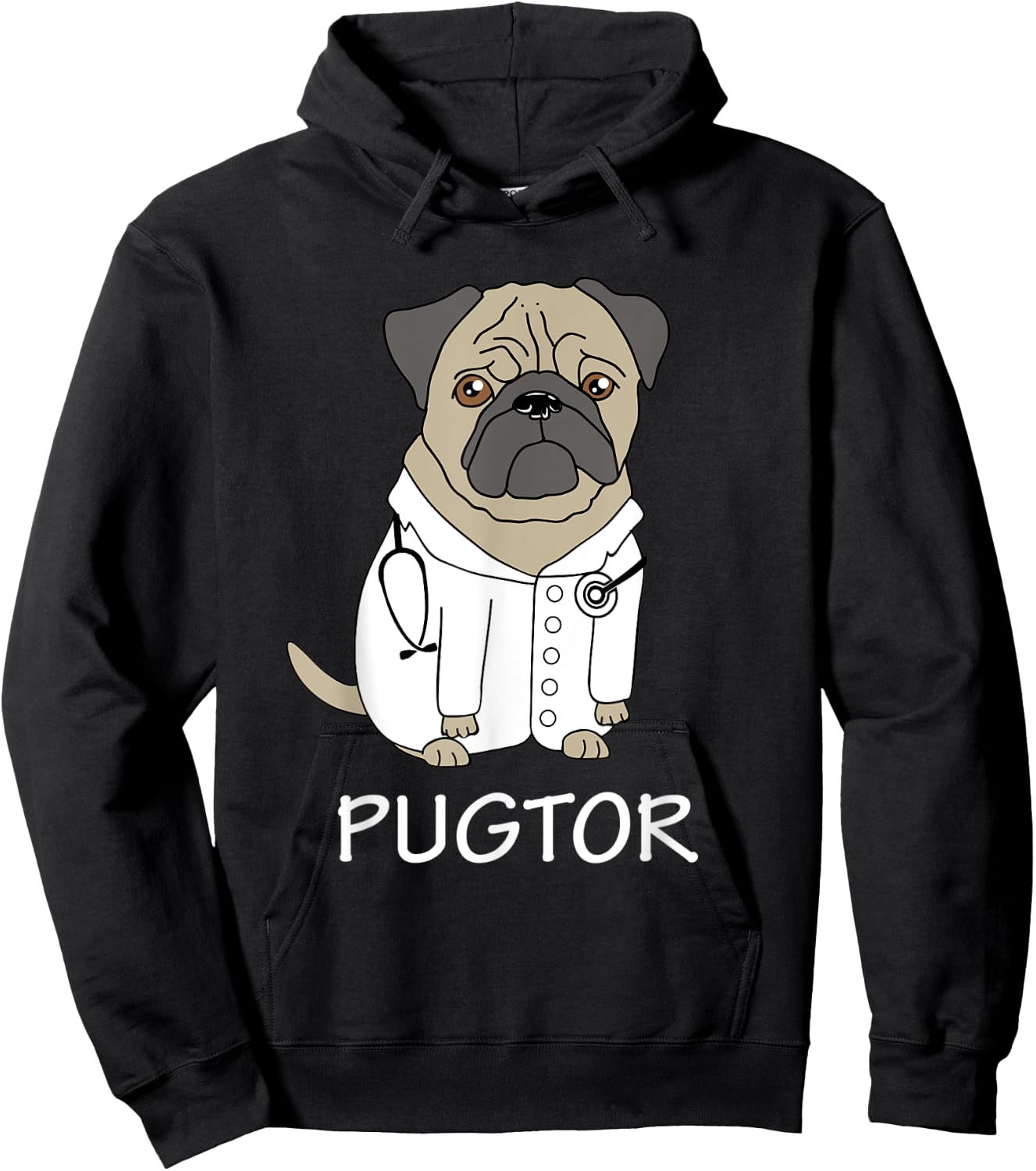 Pug Doctor Funny T Shirt Pet Dog Veterinarian Vet Gift Men Women Kids Hoodie - Hoodie | Black