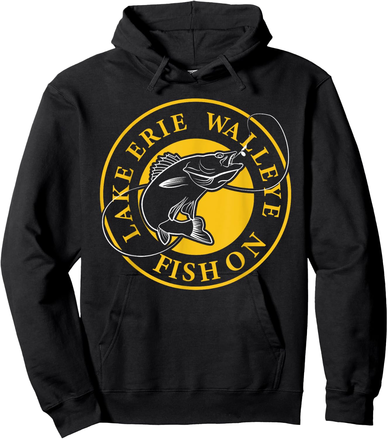 Lake Erie Walleye Fish On Hoodie - Hoodie | Black