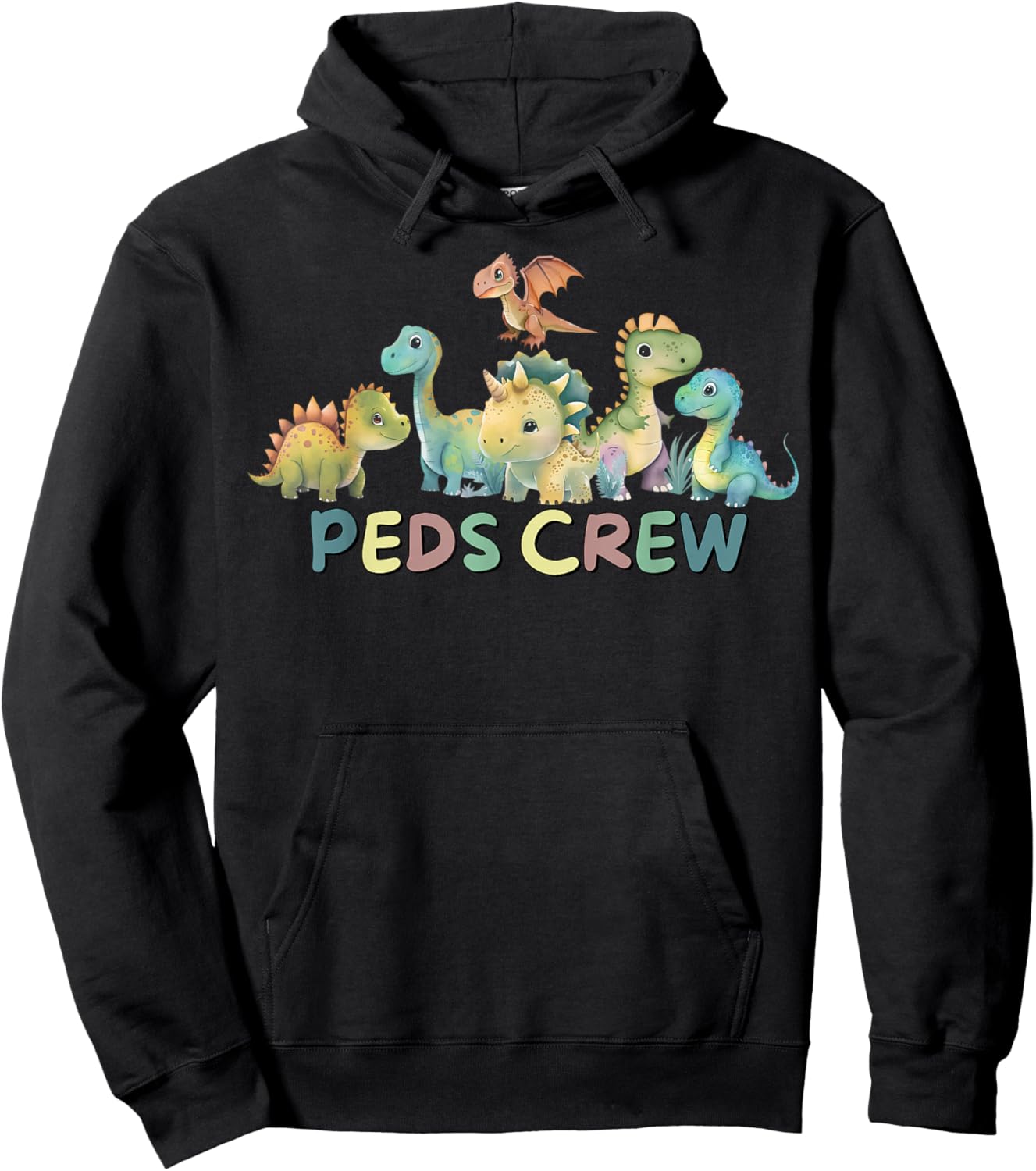 PEDS Crew Pediatric Nurse Appreciation Cute Dinosaurs Hoodie - Hoodie | Black