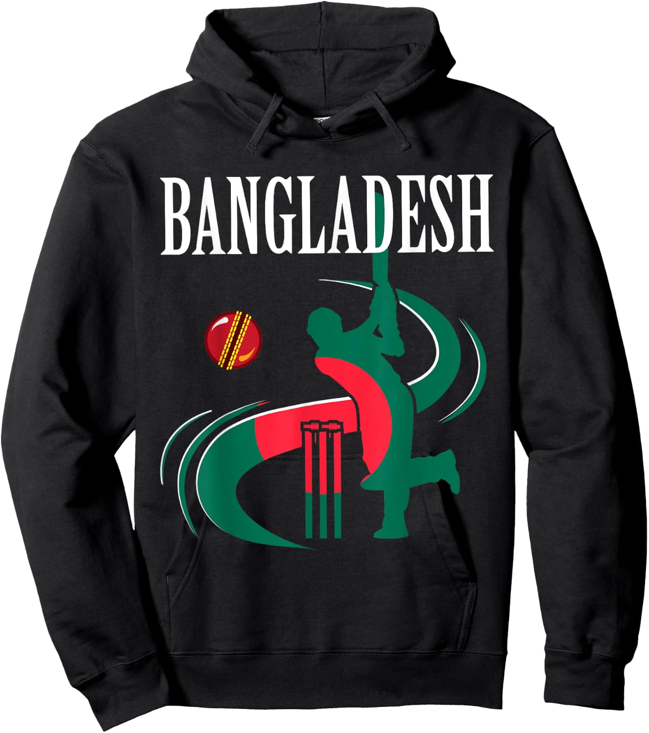 Bangladesh Cricket With Flag Brush Stroke Hoodie - Hoodie | Black