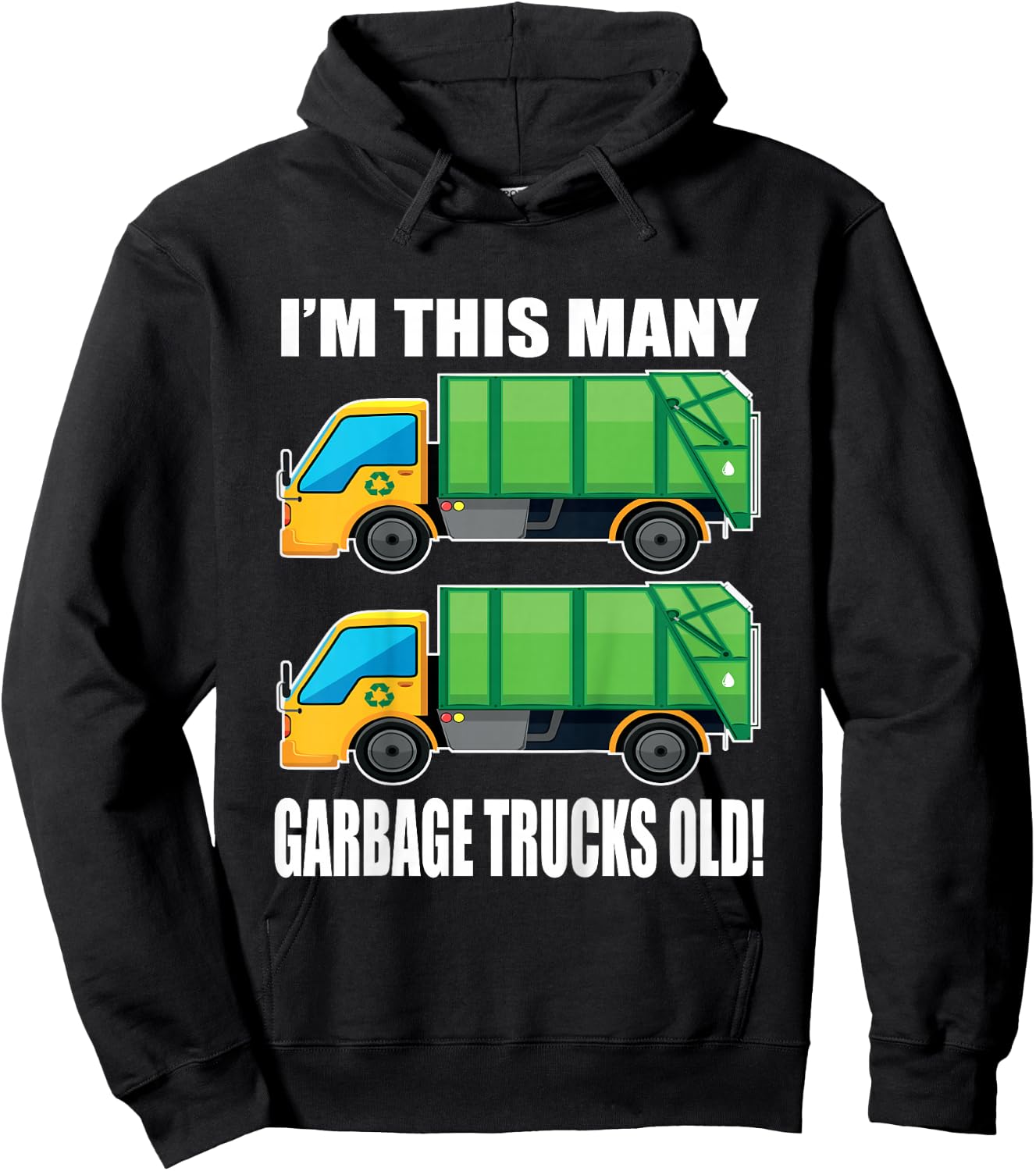 2 Year Old Garbage Truck 2nd Birthday Shirt for Toddler Boy Hoodie - Hoodie | Black