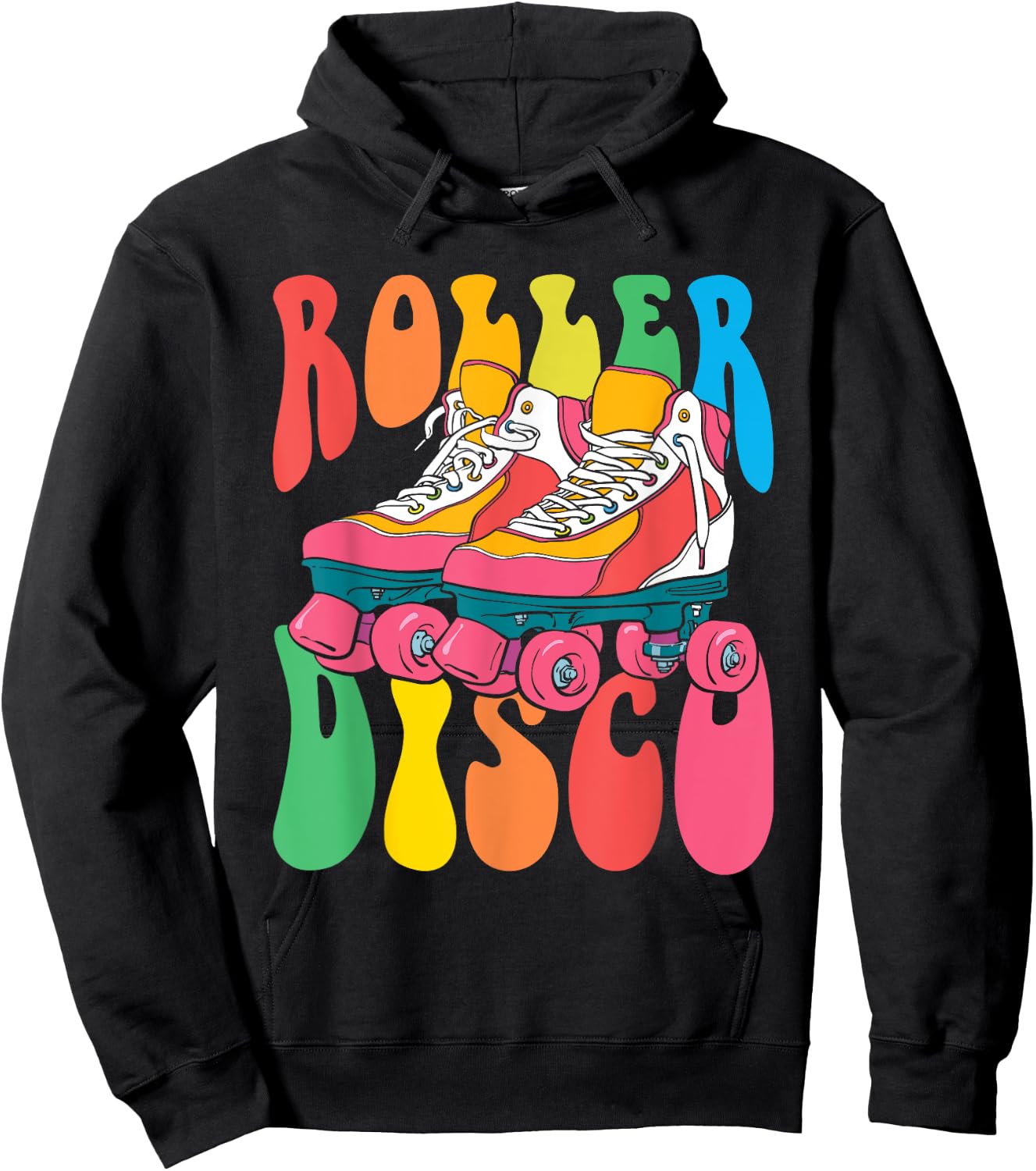 Roller Disco Seventies 70's Costume Skates Hoodie - Hoodie | Black