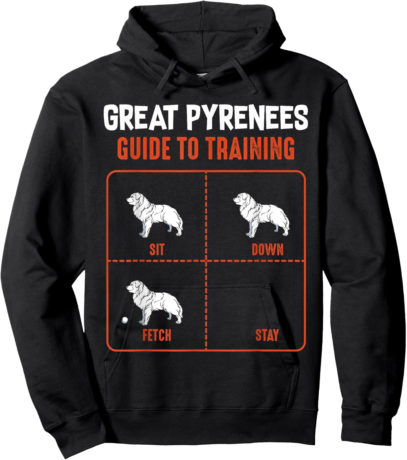 Great Pyrenees Guide To Training Funny Dog Pet Lover Men Women Girls Kids Hoodie - Hoodie | Black