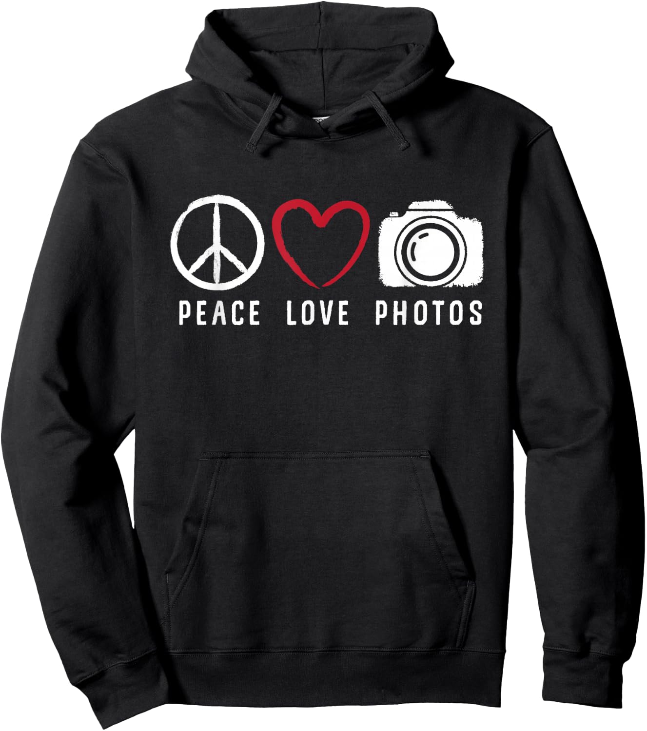 Photography Lover Peace Love Photos Camera Photographer Hoodie - Hoodie | Black