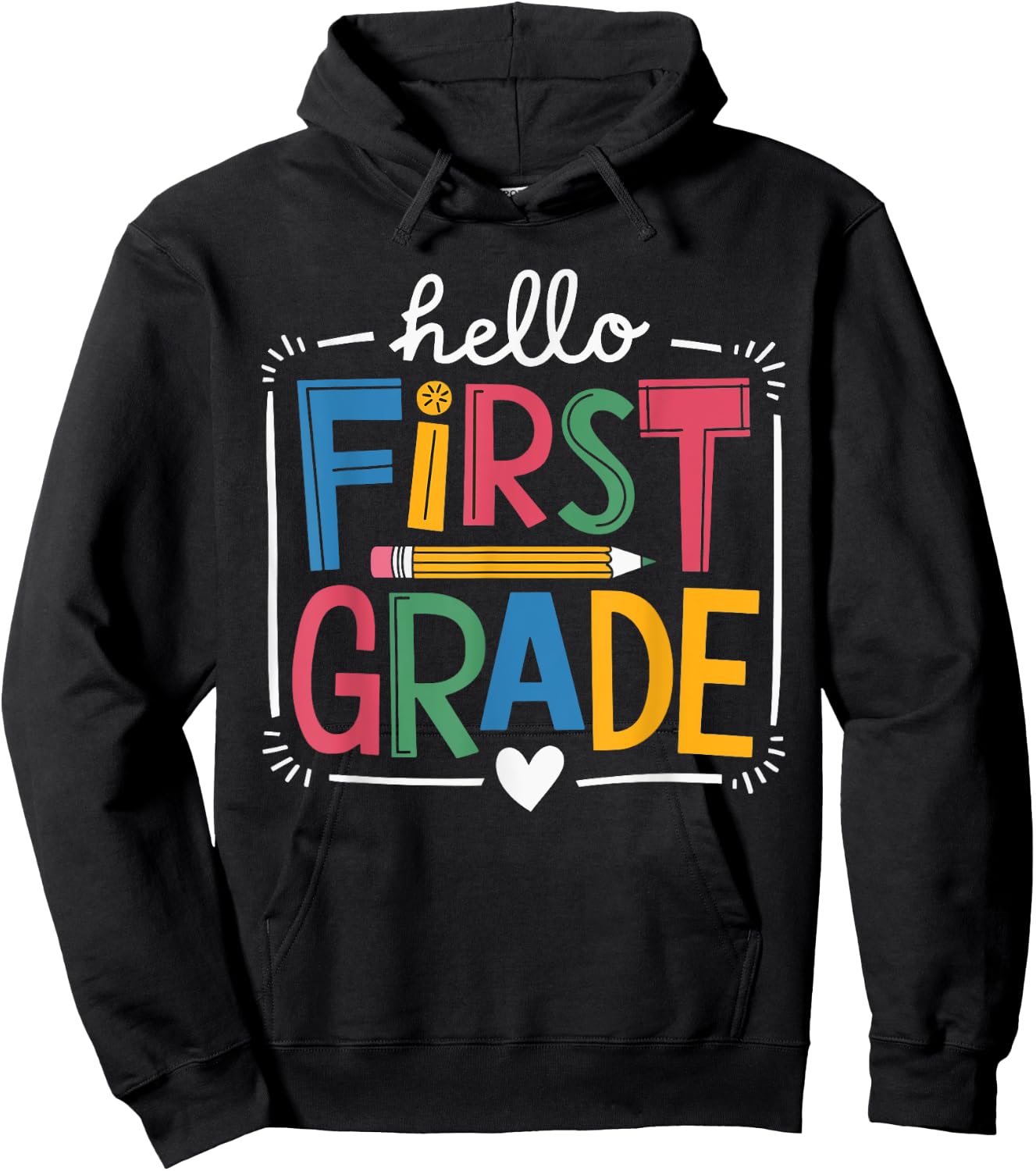 Hello First Grade Teacher Hoodie - Hoodie | Black