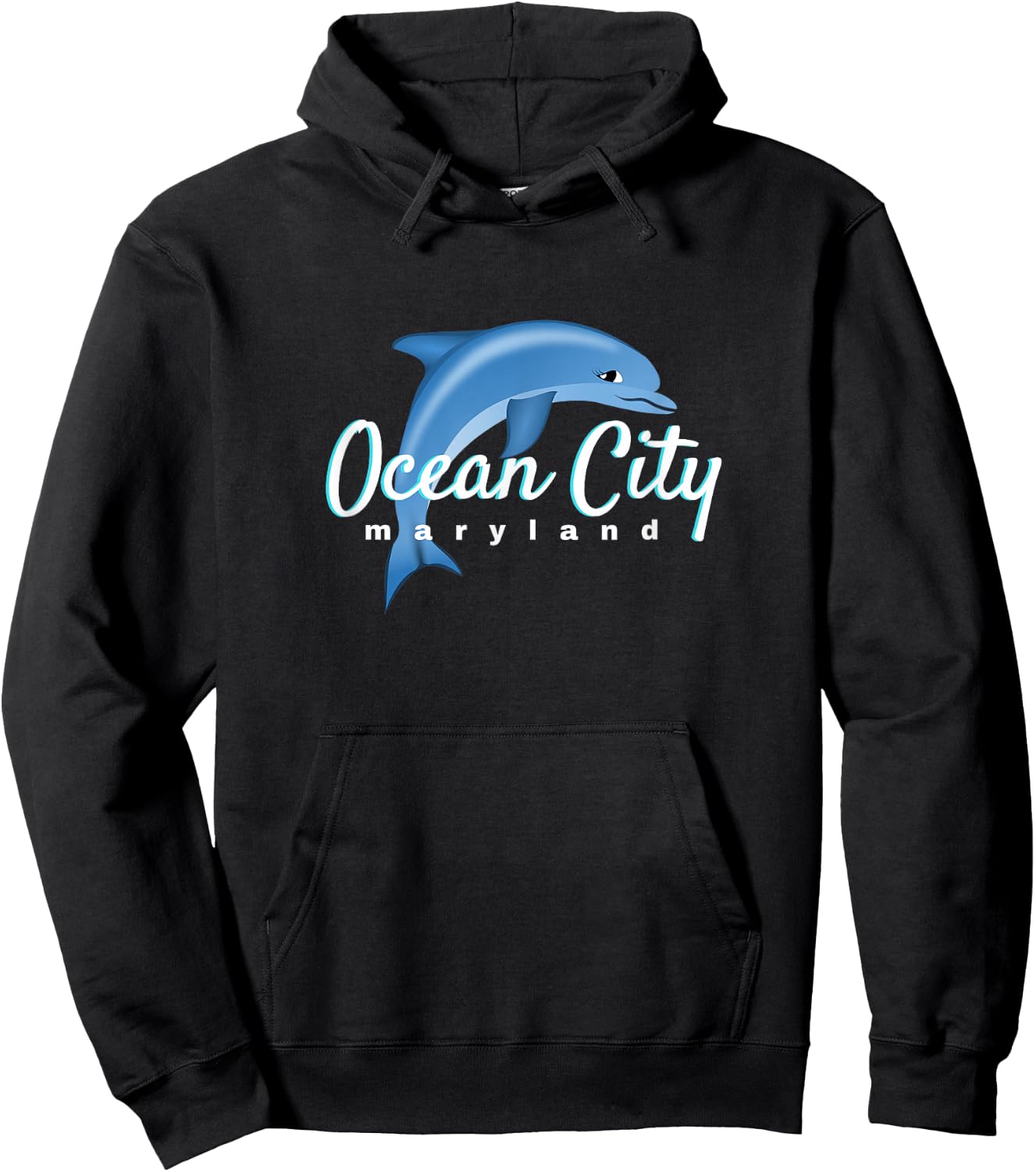 Ocean City Maryland , Ocean City MD Dolphin Hoodie - Hoodie | Black