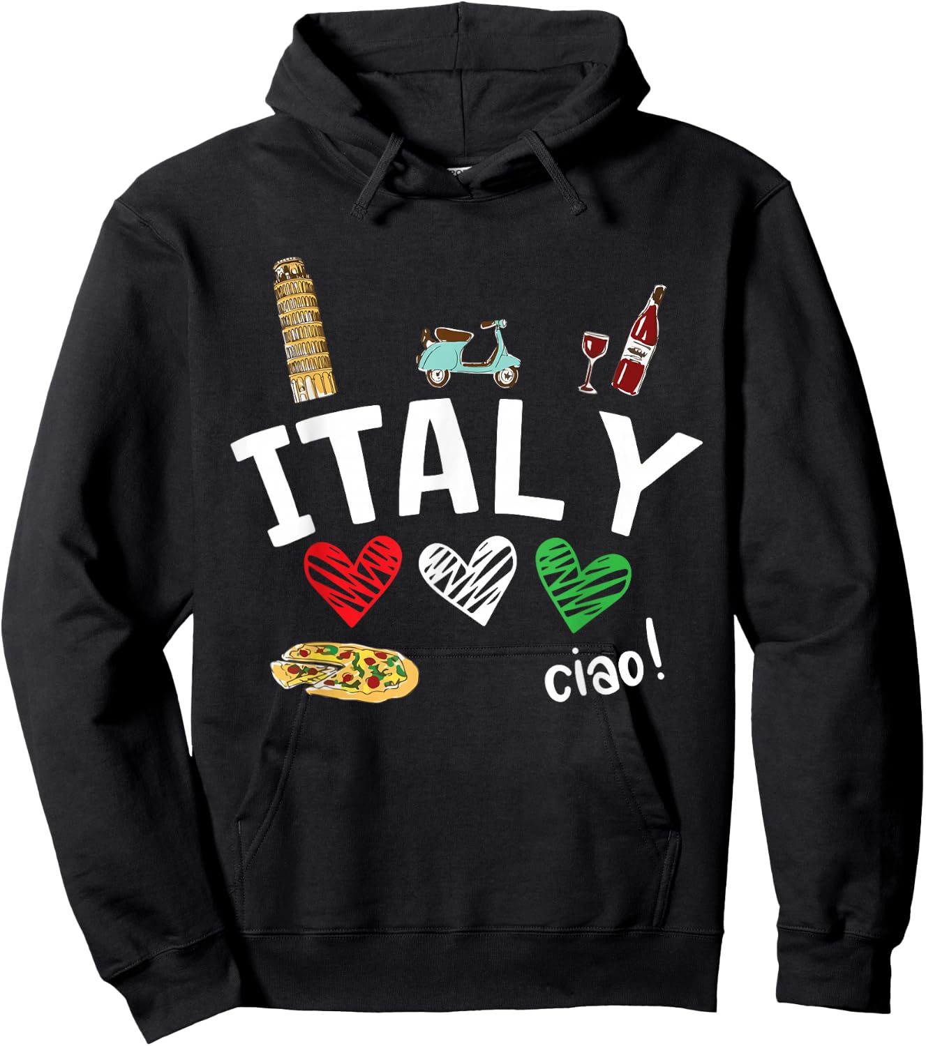 Love Italy and Everything Italian Culture Gift Hoodie - Hoodie | Black