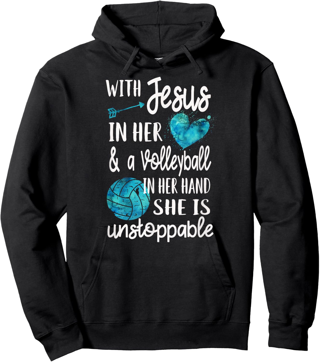 With Jesus In Her Heart Christian Volleyball Hoodie - Hoodie | Black