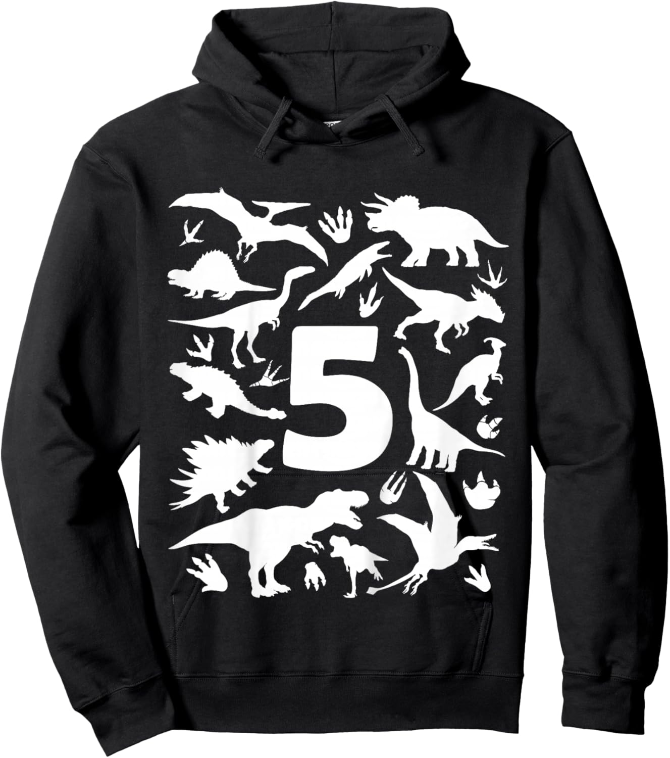 DINO 5 YEARS BOYS DINOSAUR 5th BIRTHDAY Hoodie - Hoodie | Black