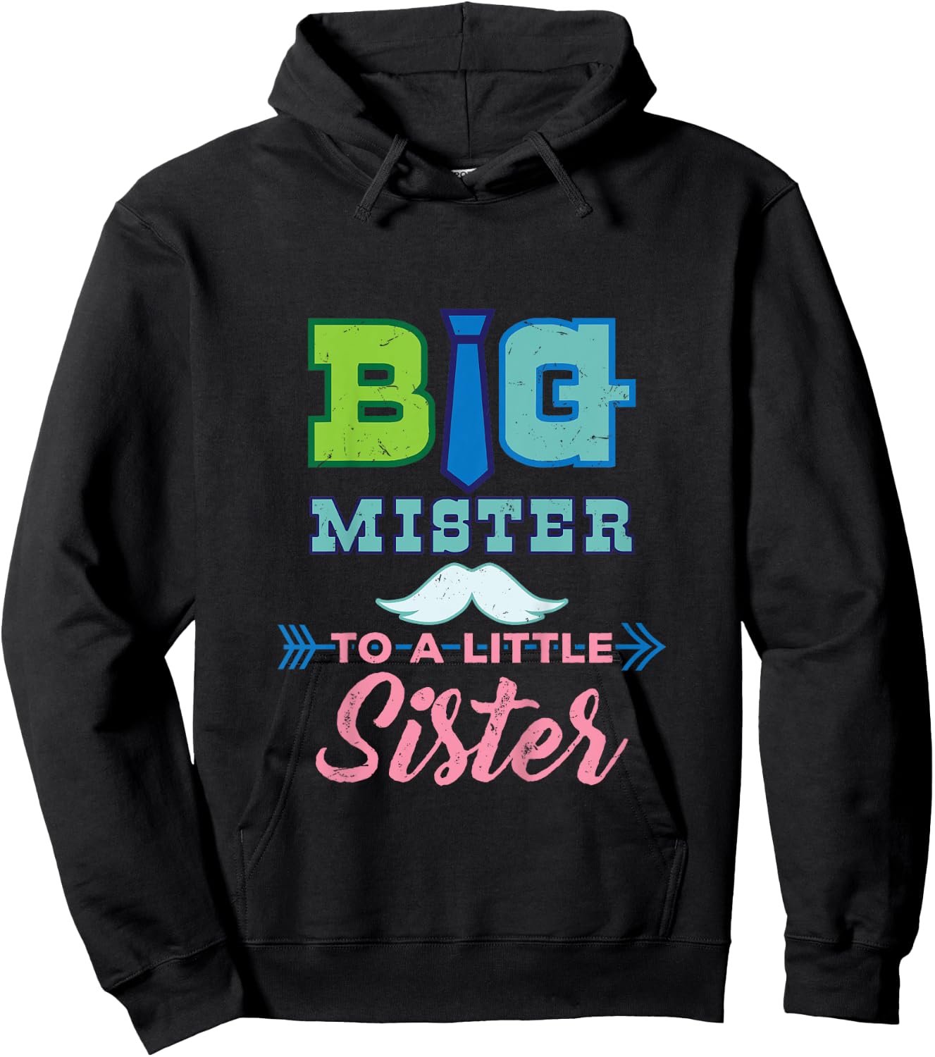 Big Mister to a Little Sister Big Brother Gift Hoodie - Hoodie | Black