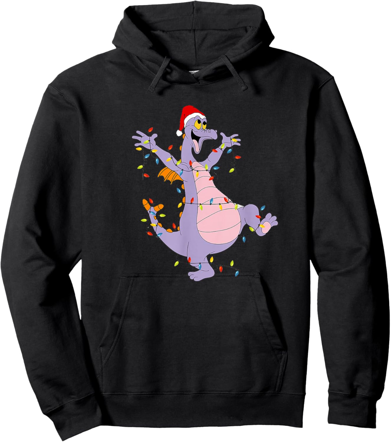 Funny Cute Dragon Figment Lights Christmas Santa Gift Hoodie - Hoodie | Black