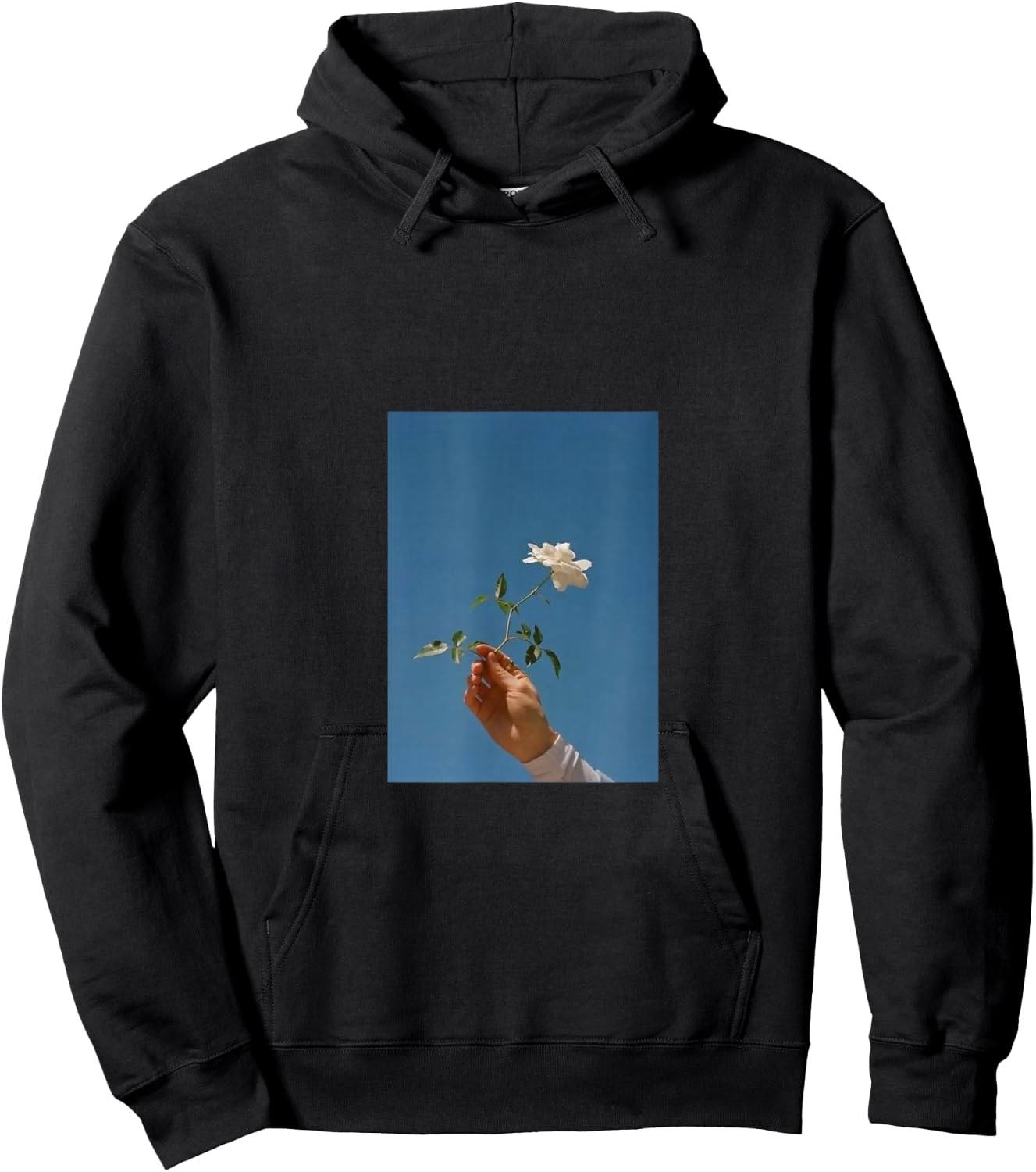 Cute Graphic white Rose Tops Teen Girl aesthetic inspiring Hoodie - Hoodie | Black