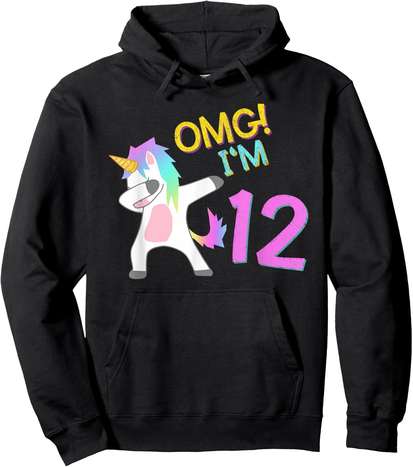 12th Birthday Dabbing Unicorn OMG 12 Years old girl Hoodie - Hoodie | Black