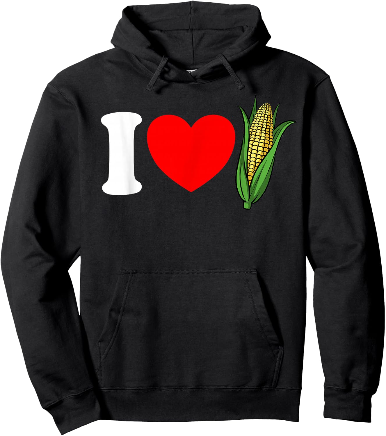 I Love Corn Red Heart Funny Corn Lover I Love Corn Hoodie - Hoodie | Black