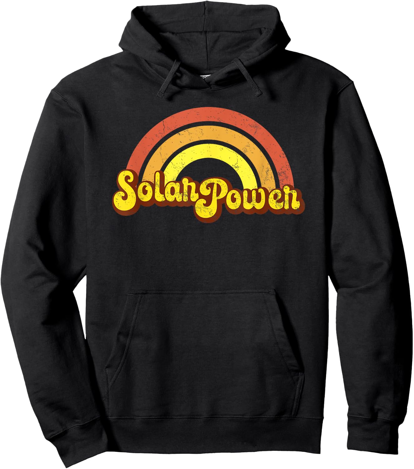 Rainbow Solar Power - Yellow Retro, Hippy, Hippie Hoodie - Hoodie | Black