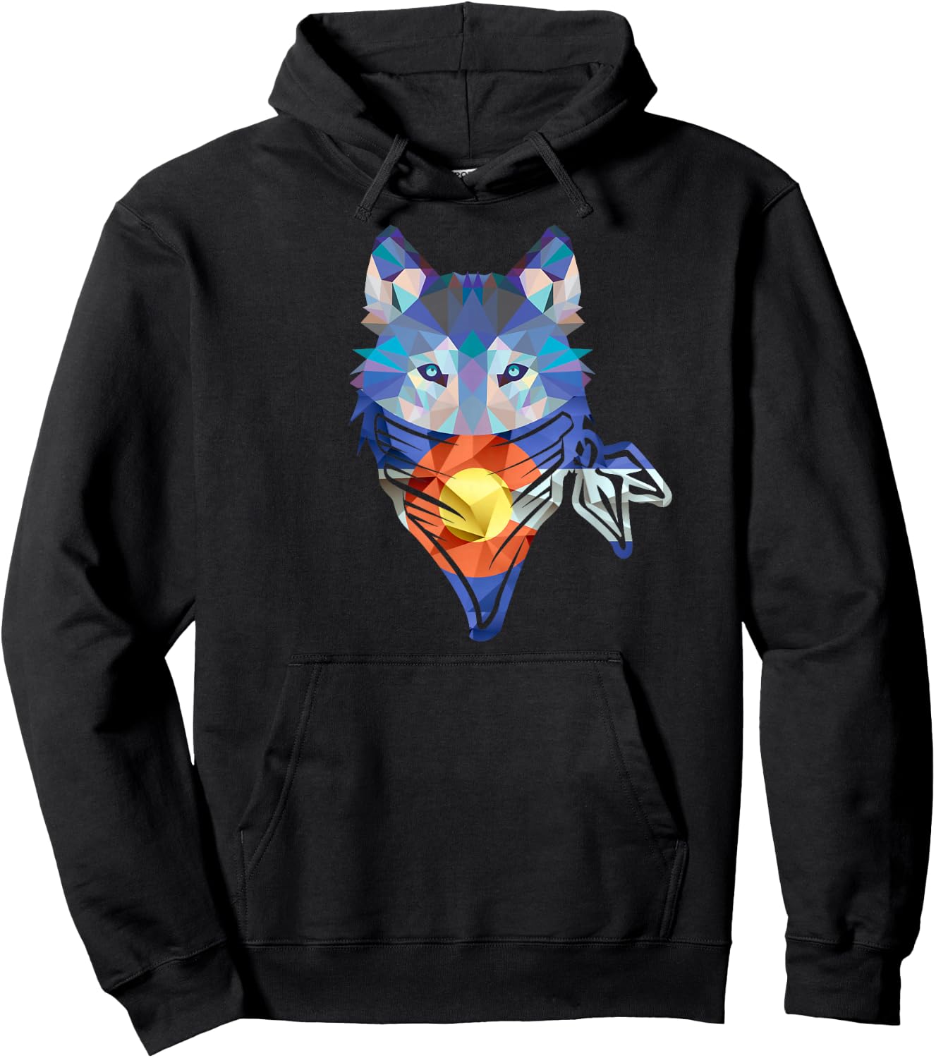 Colorado State Flag Wolf Dog Geometric Colorado Flag Version Hoodie - Hoodie | Black