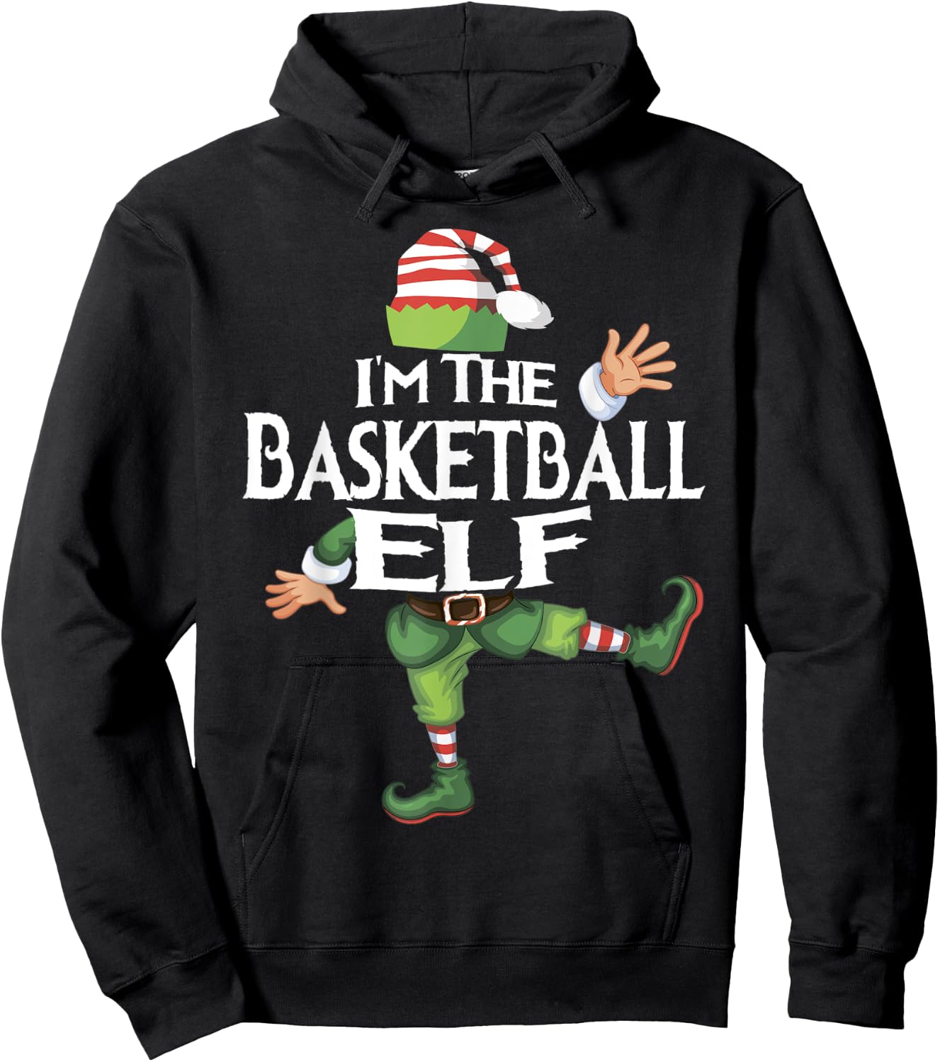 I'm The Basketball Elf Family Matching Christmas Xmas Group Hoodie - Hoodie | Black