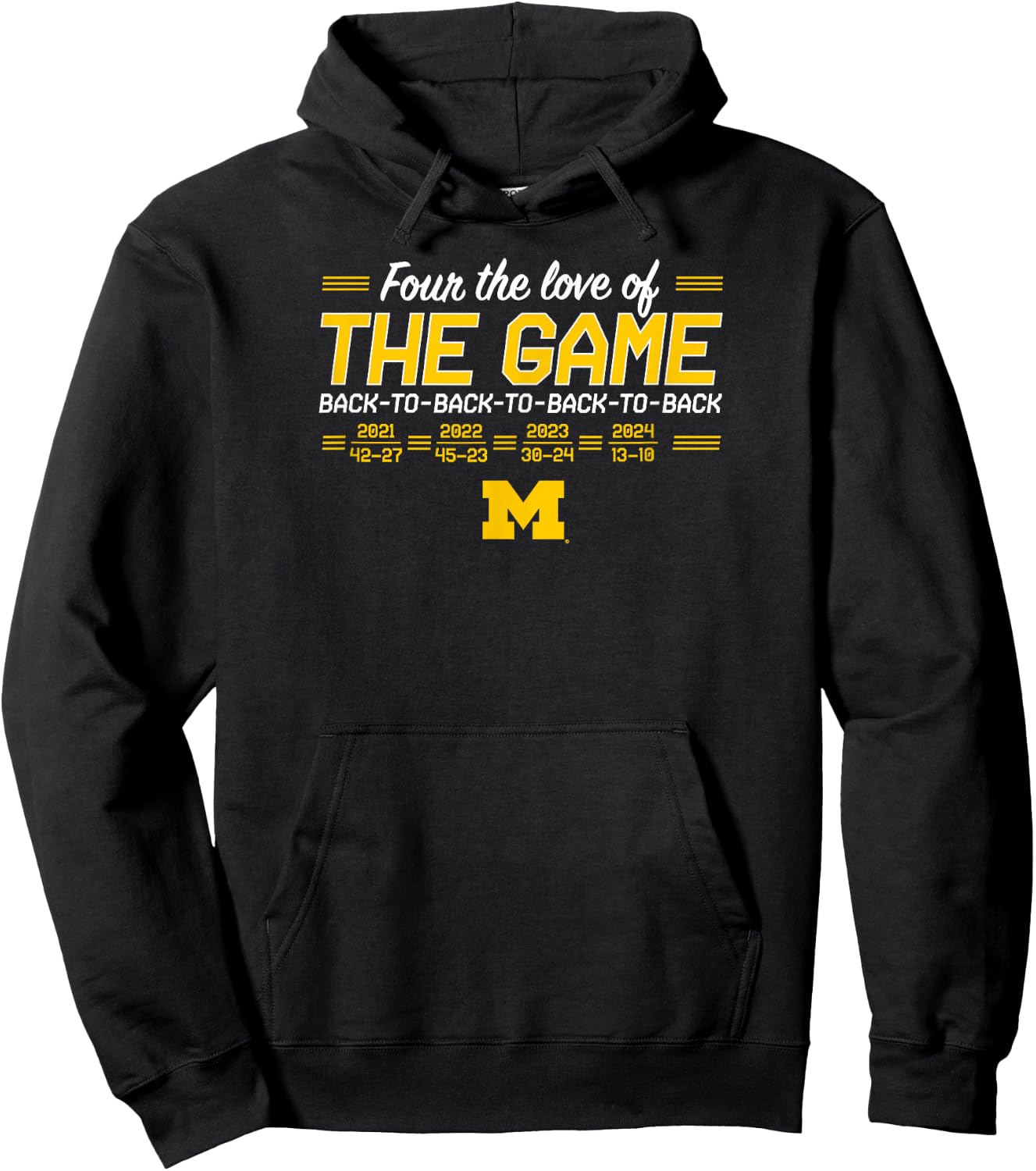 BreakingT Michigan Wolverines Football - Blue, -Adults & Kids, Short Sleeve, Regular Fit, Small Hoodie - Hoodie | Black