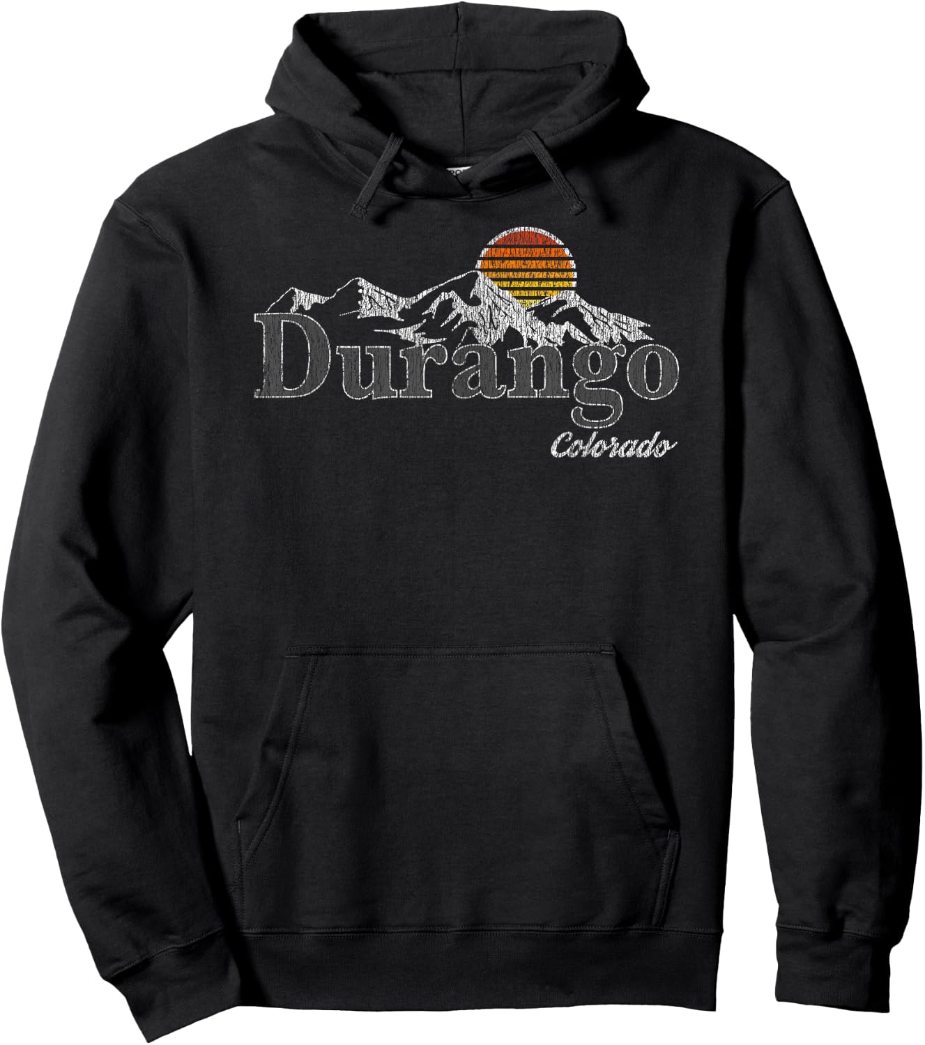 Retro Durango Colorado Mountain Hoodie - Hoodie | Black