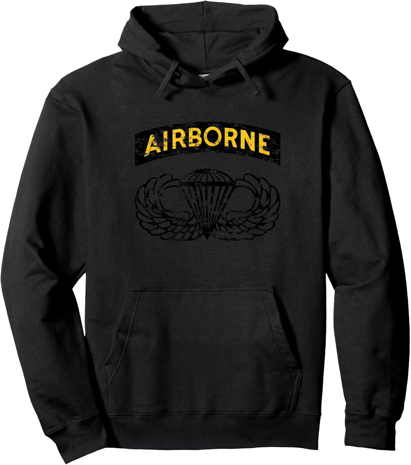 Airborne Paratrooper Black Jump Wings Airborne Tab Hoodie - Hoodie | Black