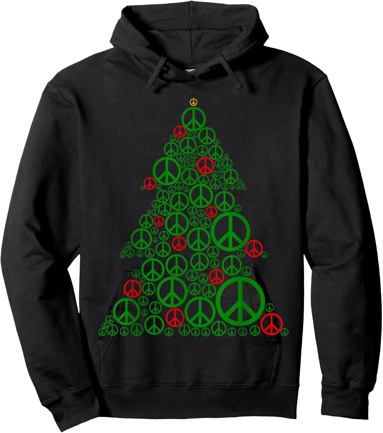 PEACE SIGN Christmas Tree | Hippies Xmas Shirts Hoodie - Hoodie | Black