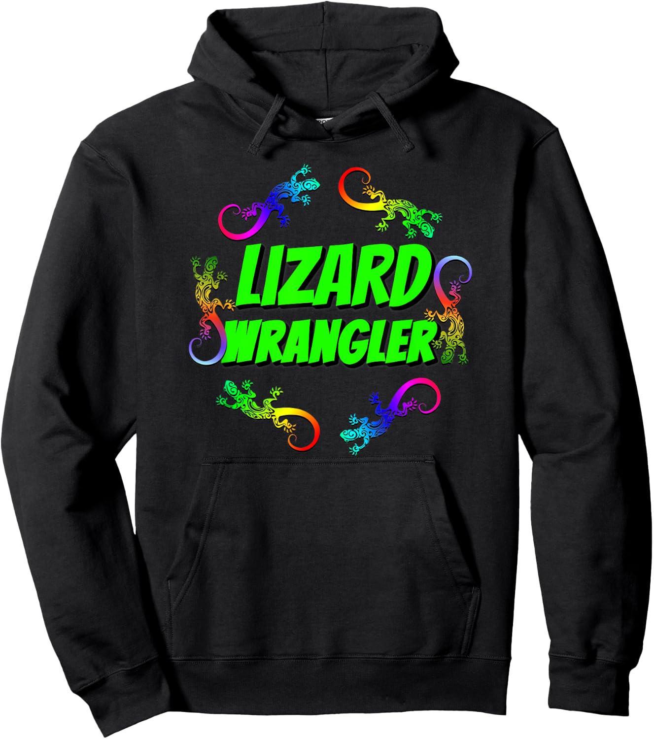 Reptile Lizard Wrangler and Rainbow Geckos Hoodie - Hoodie | Black
