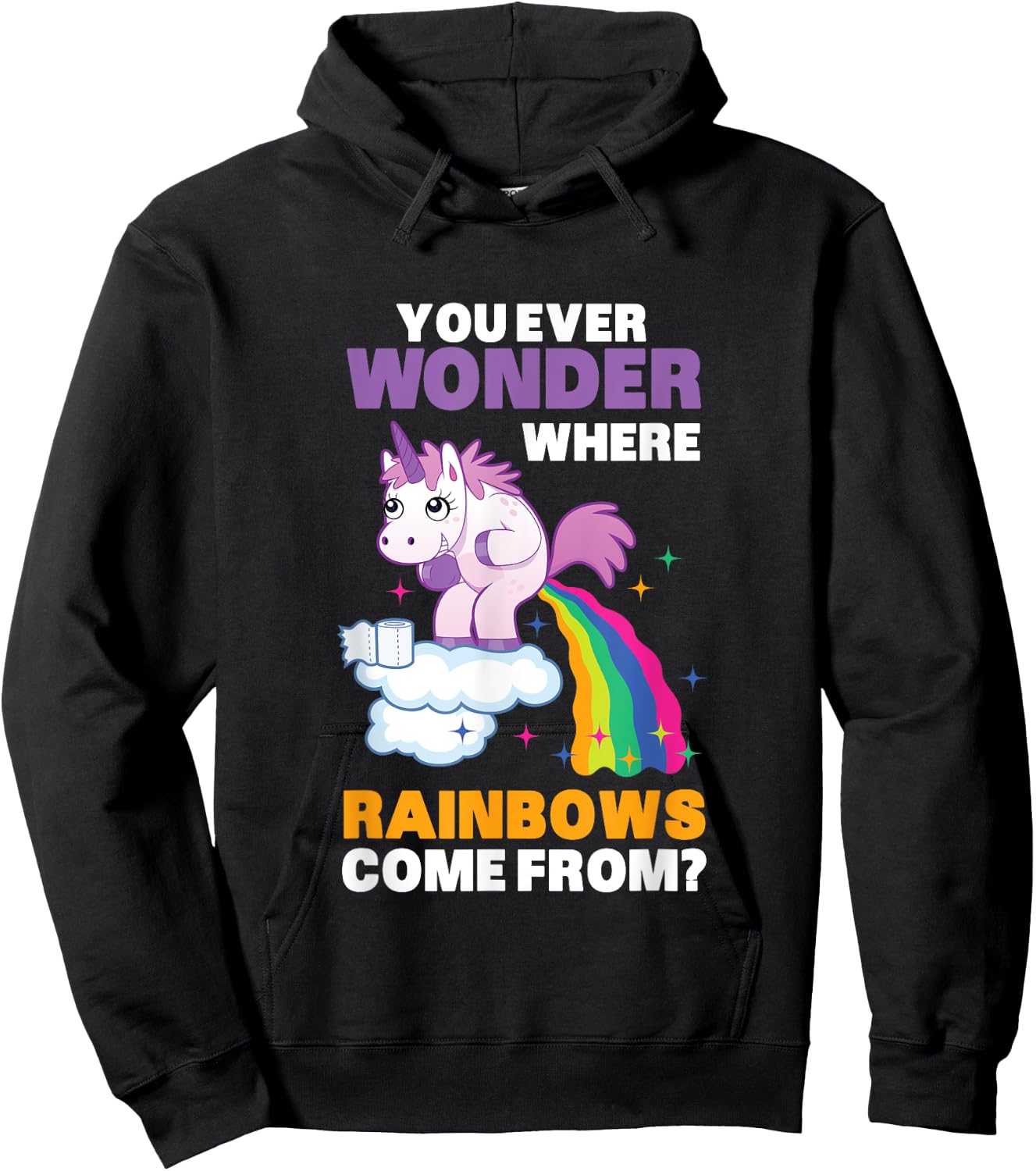 Fun Unicorn Rainbow Fart Poop Where Rainbows From Joke Gift Hoodie - Hoodie | Black