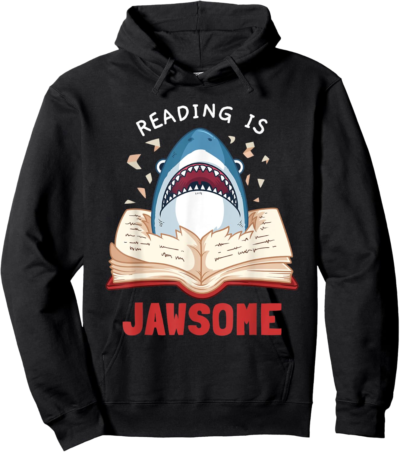 Reading Is Jawsome Bookworm Shark Book Lover Gift Kids Hoodie - Hoodie | Black