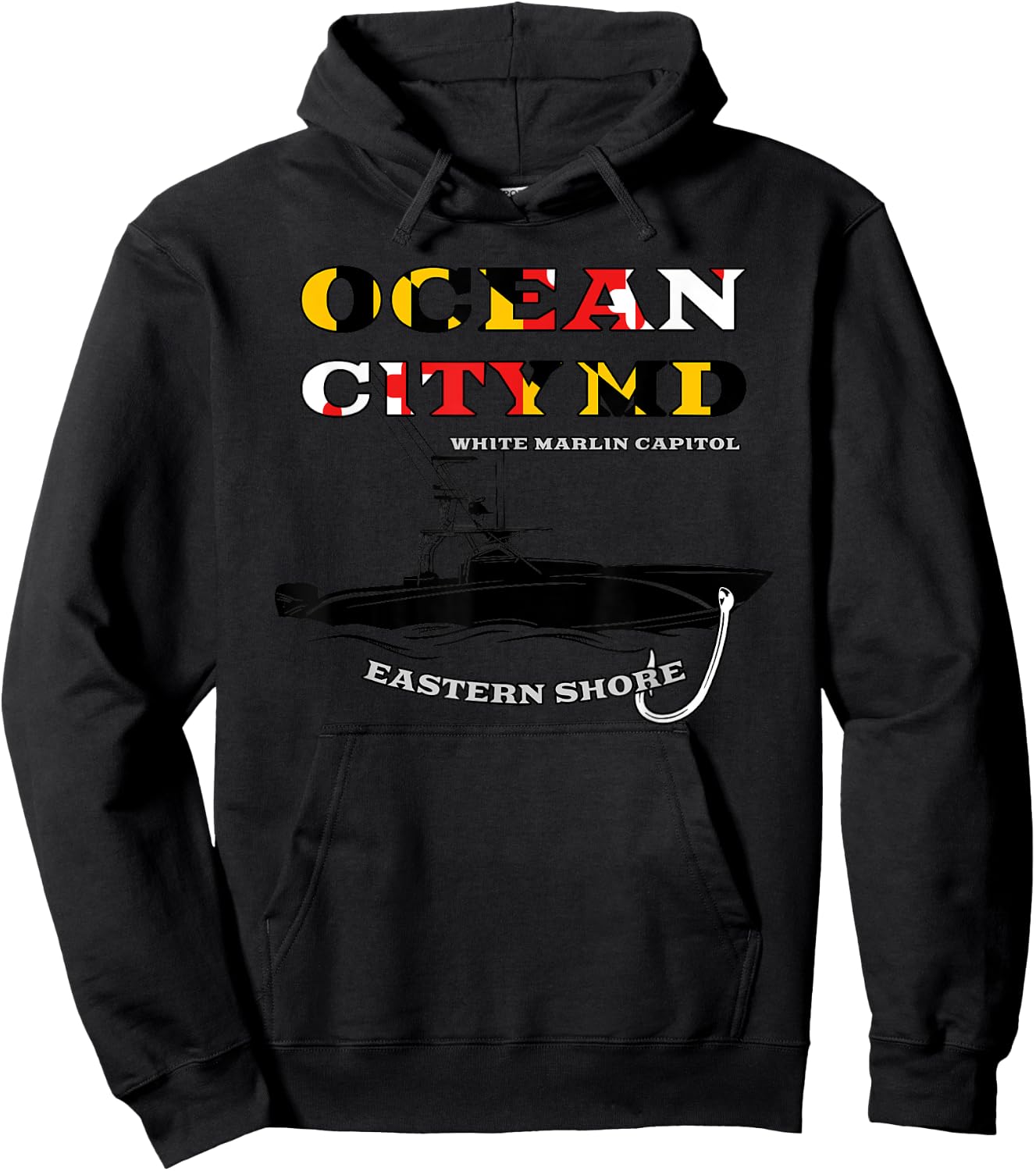 Ocean City Maryland White Marlin Fishing Capital Hoodie - Hoodie | Black
