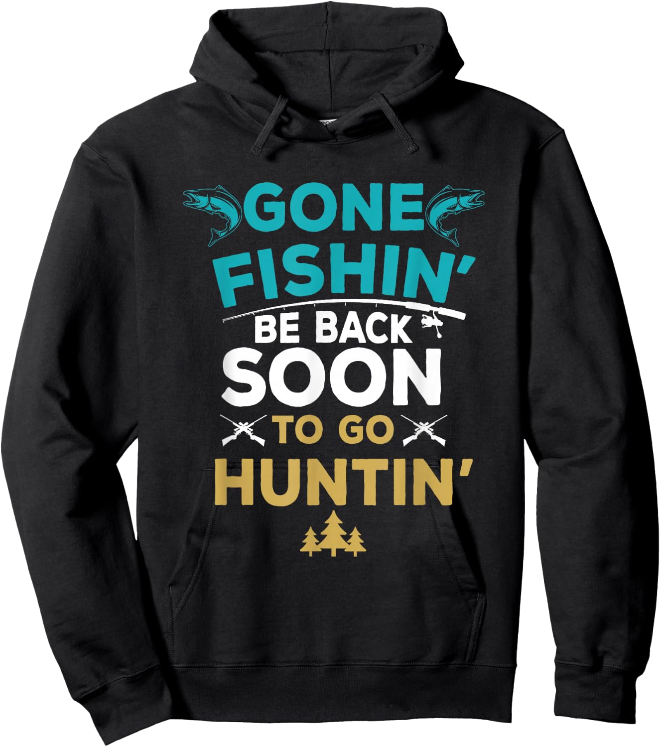 Funny Fishing Hunter Hunting Fisherman Gift Hoodie - Hoodie | Black