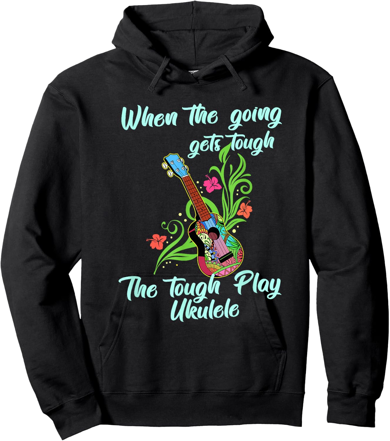 Cool Ukulele Hawaii Tropical Music Gift Shirt Ukulele Player Hoodie - Hoodie | Black