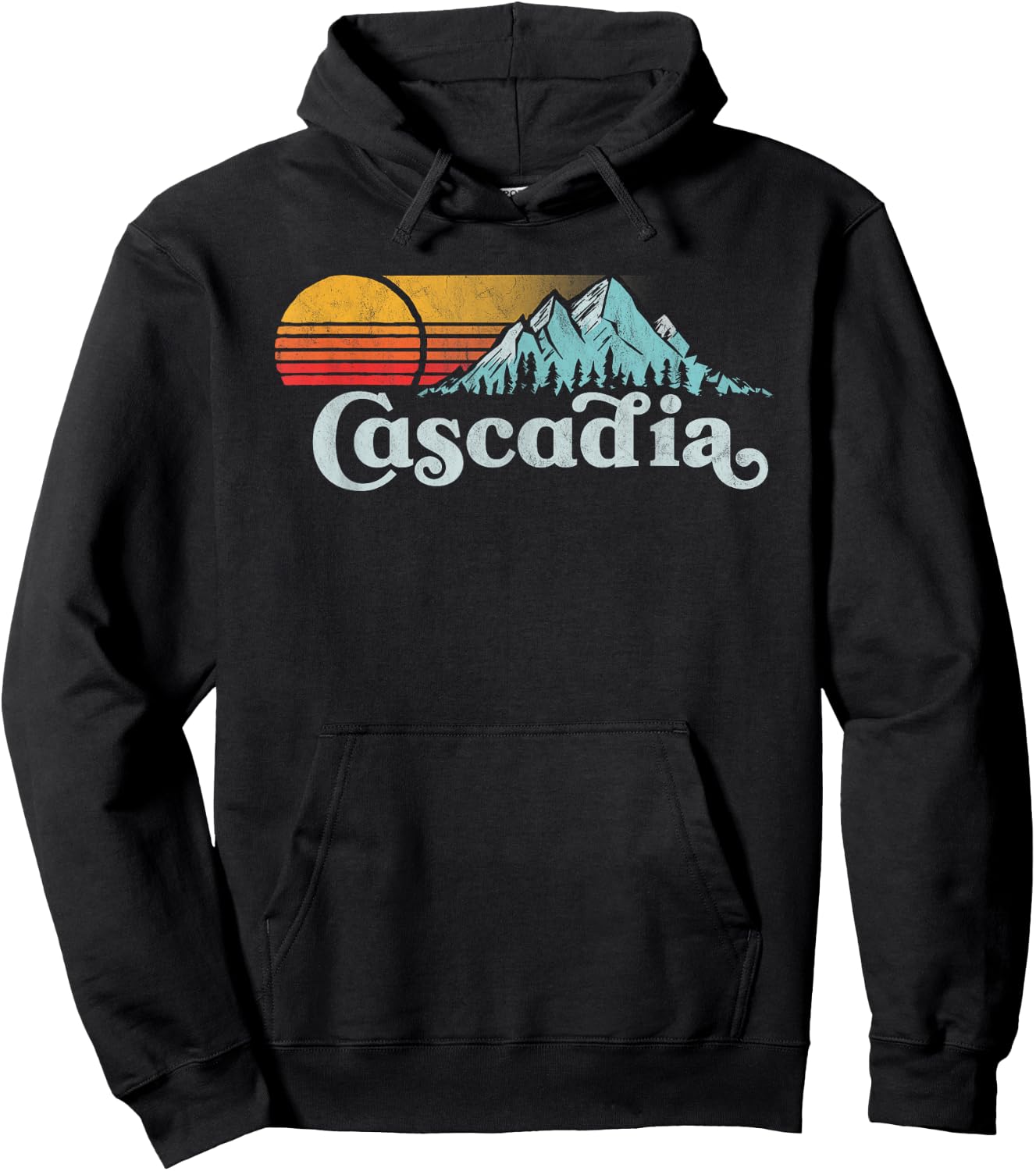 Mountain Life Outdoor Junkie Vintage Cascadia Retro Distressed Vibe Mountains Hoodie - Hoodie | Black