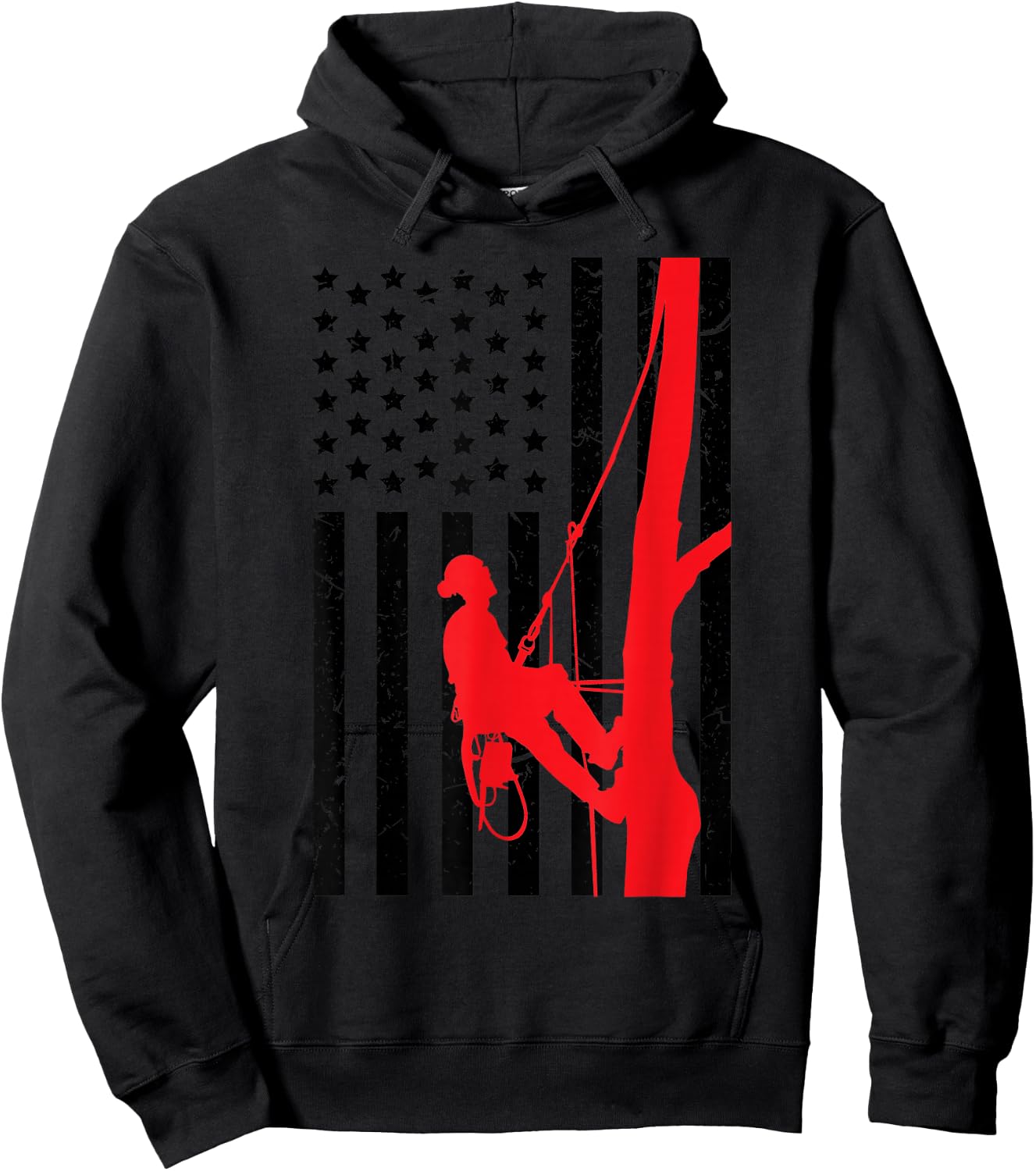 Arborist Patriotic Gift Distressed American Flag 4th of July Hoodie - Hoodie | Black