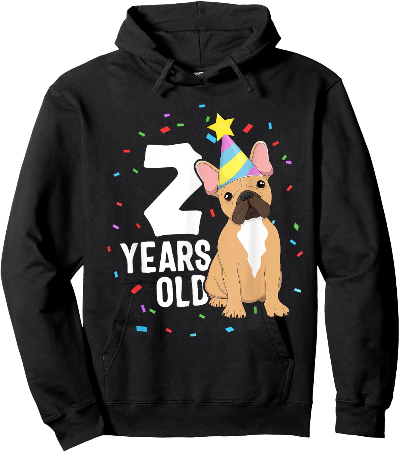 2 Years Old Birthday Outfit French Bulldog Dog Party 2nd Men Women Kids Hoodie - Hoodie | Black
