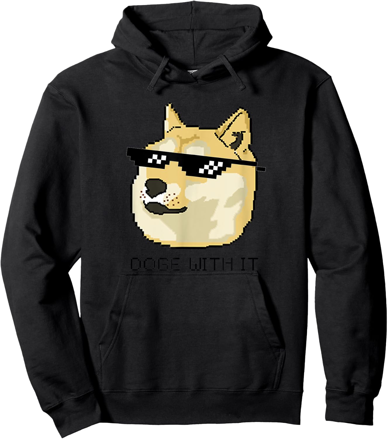 Shiba Inu Meme Doge Deal With It Pixel Glasses Hoodie - Hoodie | Black