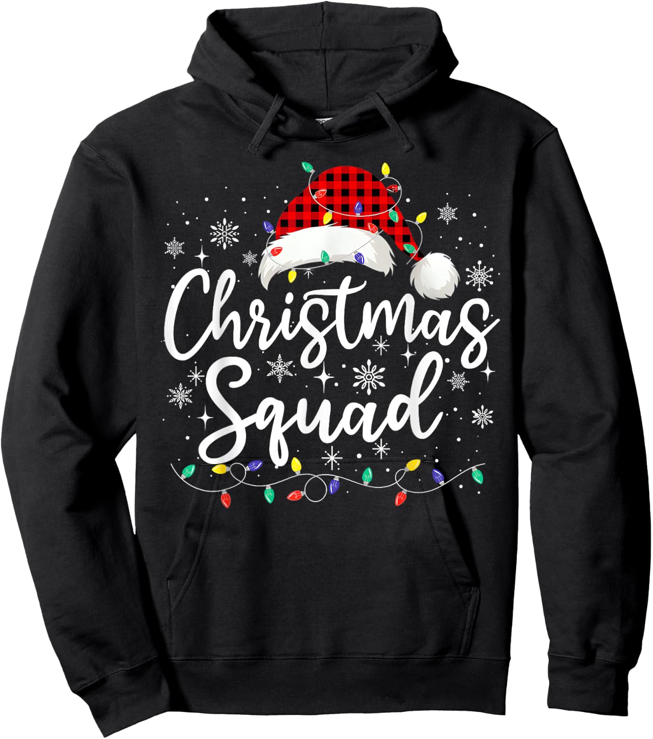 Christmas Squad Family Group Matching Christmas Pajama Party Hoodie - Hoodie | Black