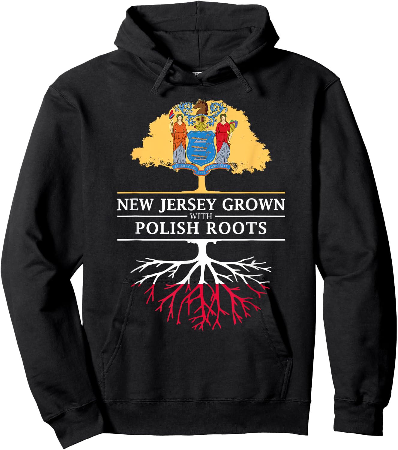 New Jersey Grown with Polish Roots - Poland Hoodie - Hoodie | Black