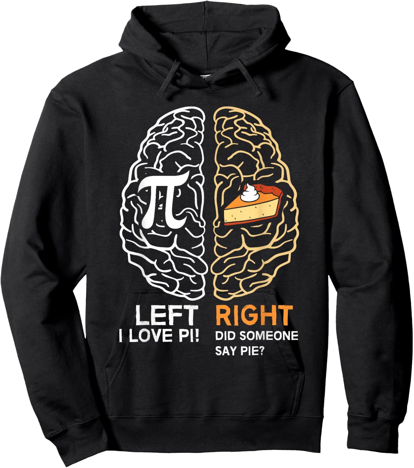 Funny Pi Day Left Vs Right Brain Pie Shirt Math Geek Gift Hoodie - Hoodie | Black