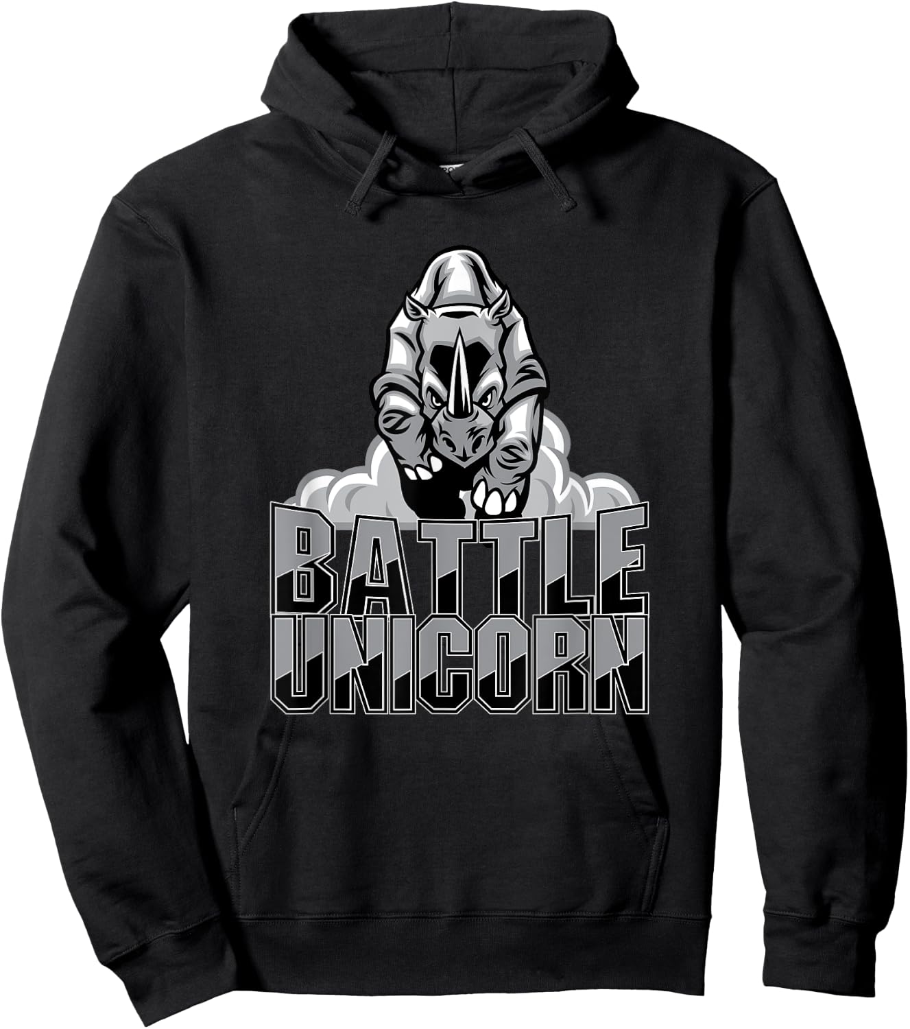 Battle Unicorn - Funny Rhino Rainbow Safari Hoodie - Hoodie | Black