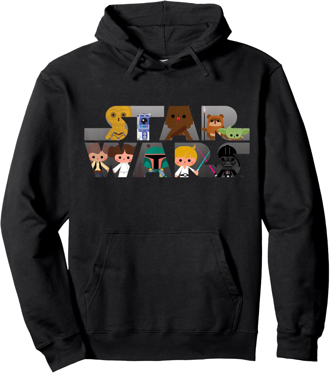 Star Wars Logo Kawaii Multi-Character Hoodie - Hoodie | Black