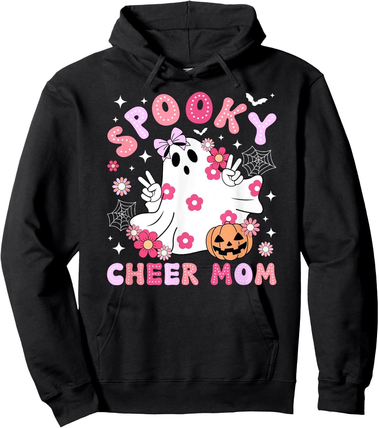 Spooky Cheer Mom Halloween Cheerleader Mama Cheerleading Mom Hoodie - Hoodie | Black