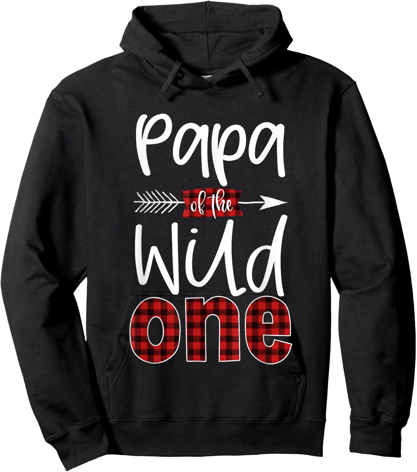 Papa of the Wild One Buffalo Plaid Lumberjack 1st Birthday Hoodie - Hoodie | Black