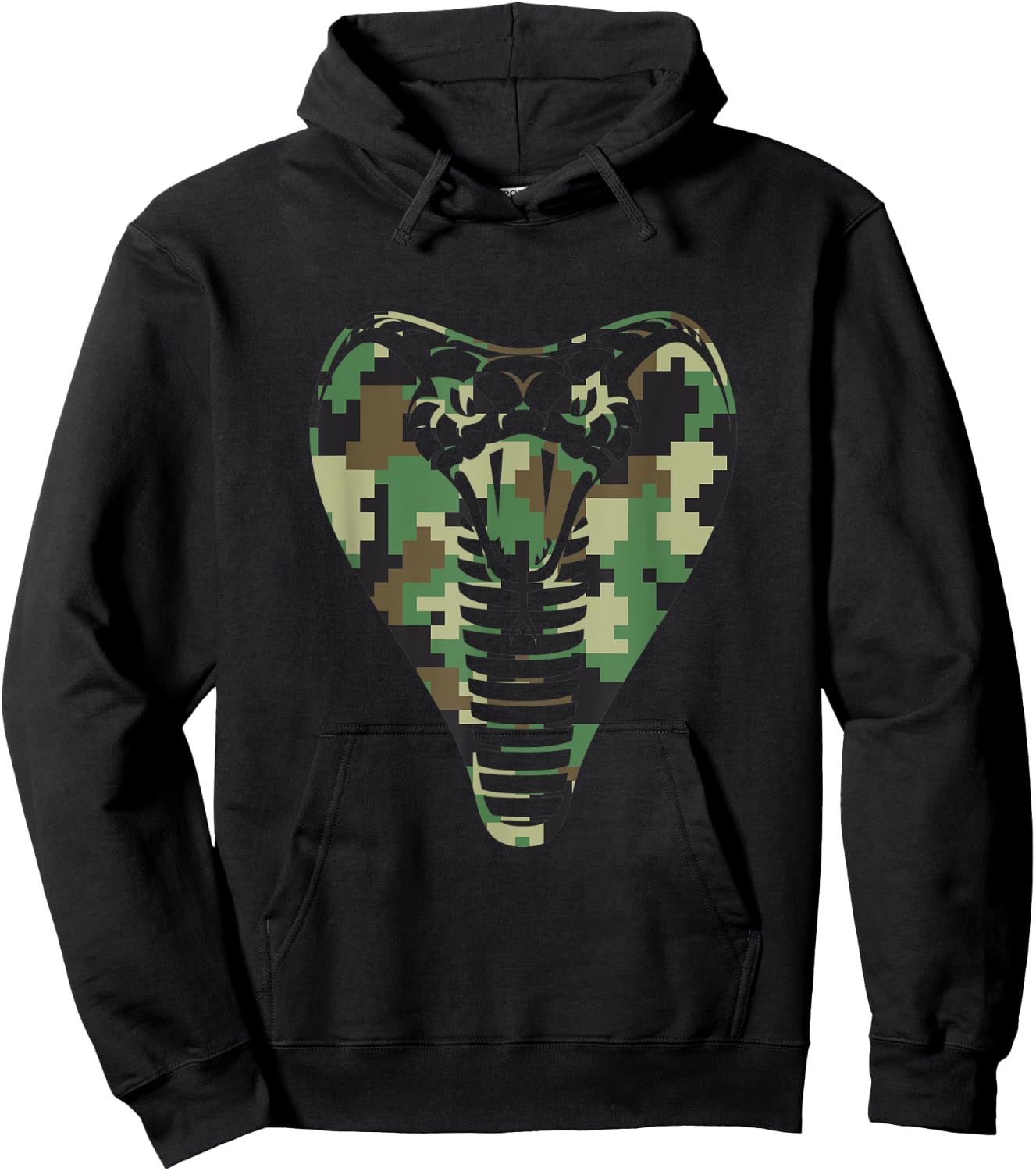 Camouflage King Cobra Snake Lover Graphic Hoodie - Hoodie | Black