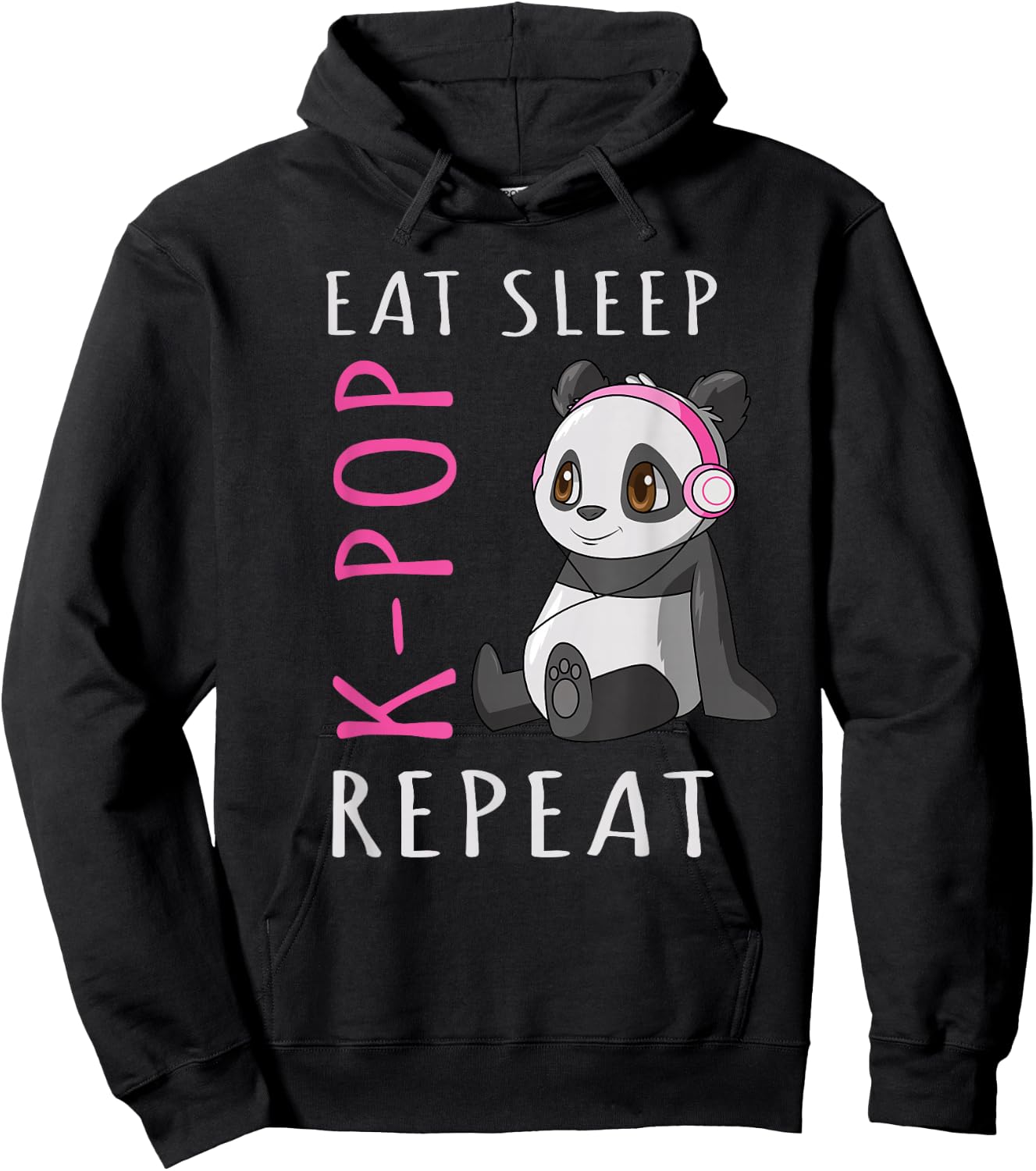 Eat Sleep K-Pop Repeat Kawaii Panda Hoodie - Hoodie | Black