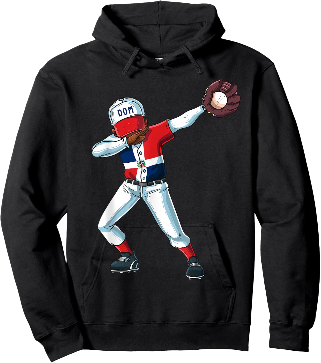 Baseball Dabbing Dominican Republic Player Catcher Pitcher Hoodie - Hoodie | Black
