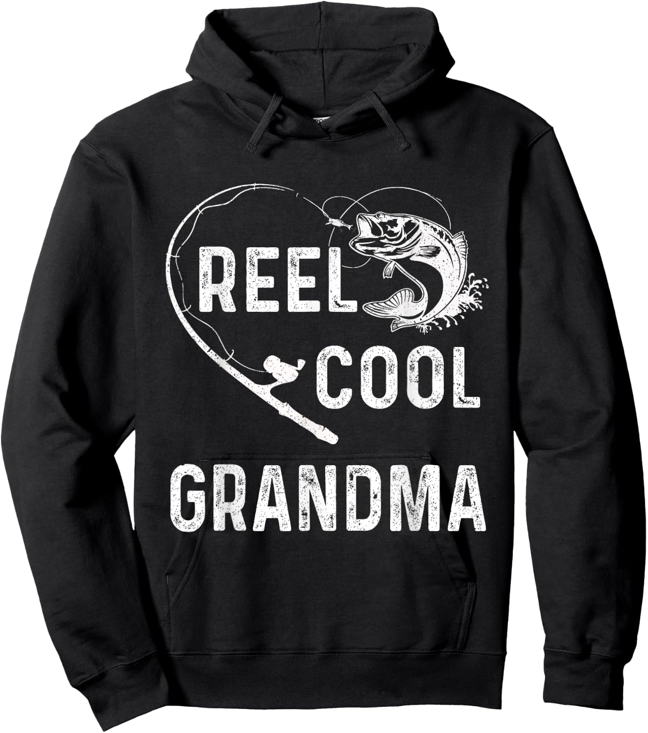 Reel Cool Grandma Retro Fishing Lover For Mothers Day Hoodie - Hoodie | Black