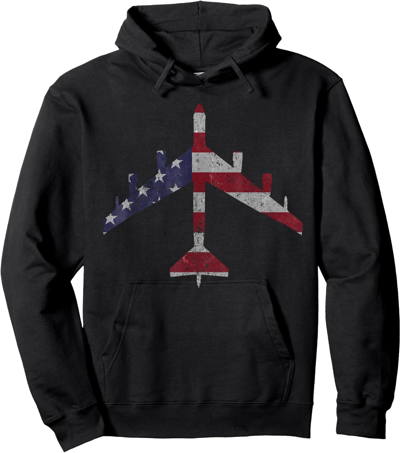 B-52 Stratofortress Silhouette American Flag Women Kids Men Hoodie - Hoodie | Black